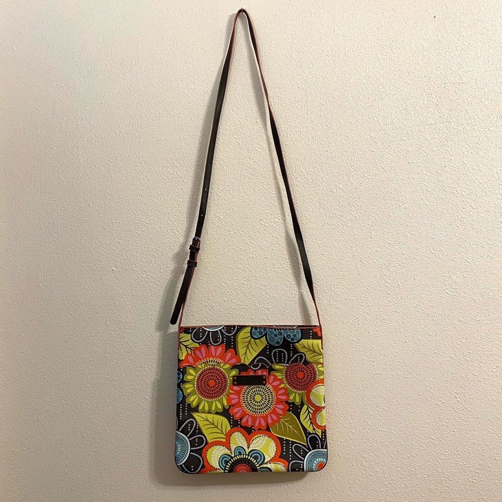 Vera Bradley Orange Green Floral Crossbody Bag
